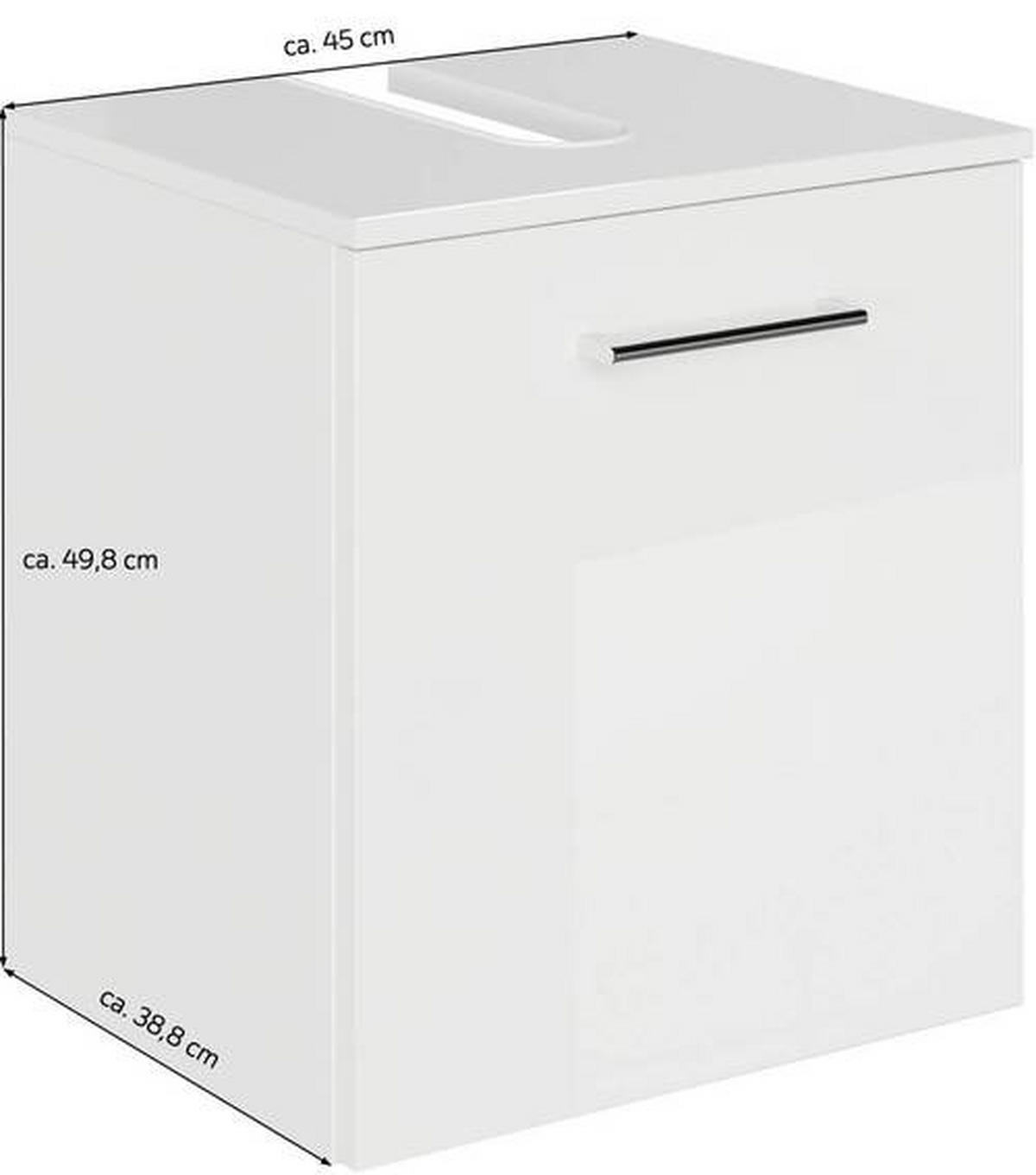 WASCHBECKENUNTERSCHRANK 45/49,8/38,3 cm  - Chromfarben/Weiß Hochglanz, KONVENTIONELL, Holzwerkstoff/Metall (45/49,8/38,3cm) - Sadena