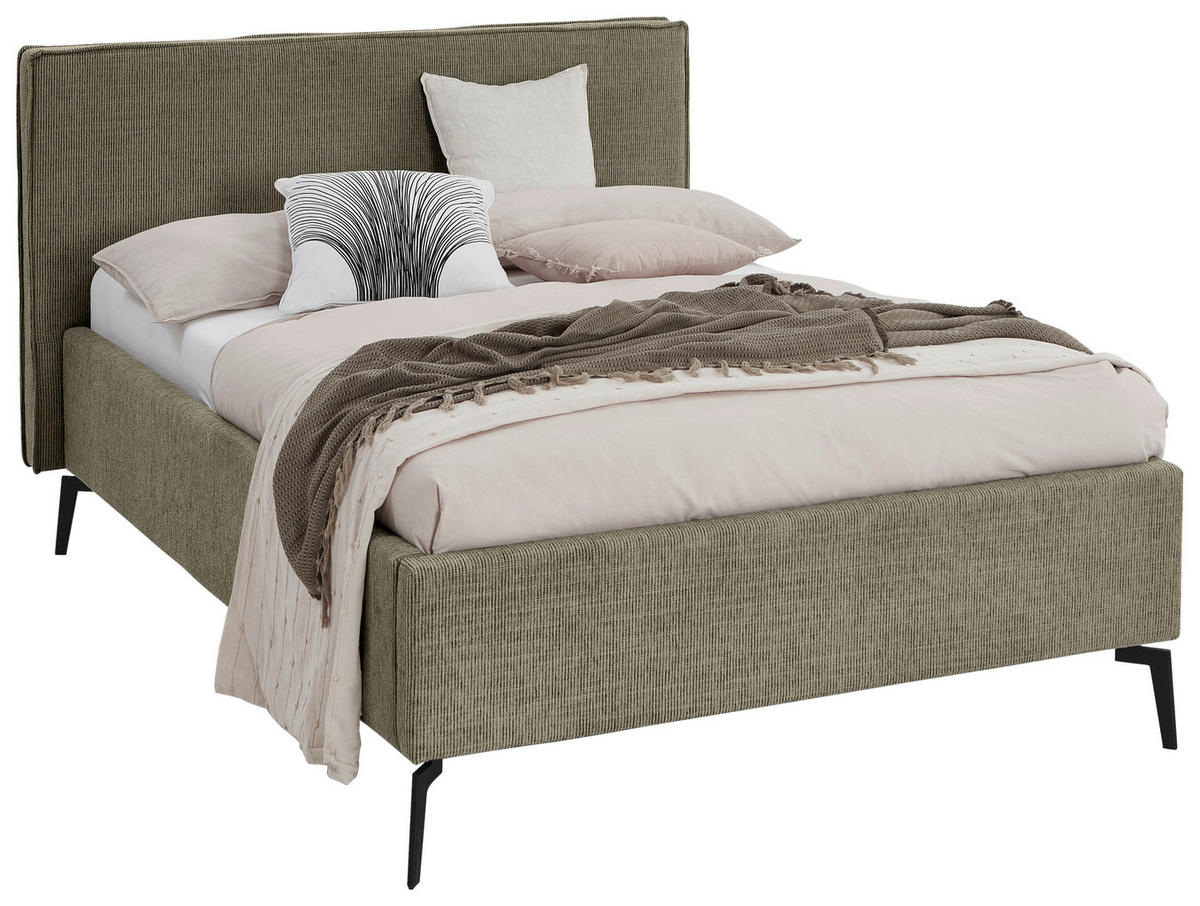 POLSTERBETT 140/200 cm  in Olivgrün  - Birkefarben/Buchefarben, Design, Holz/Textil (140/200cm) - home24