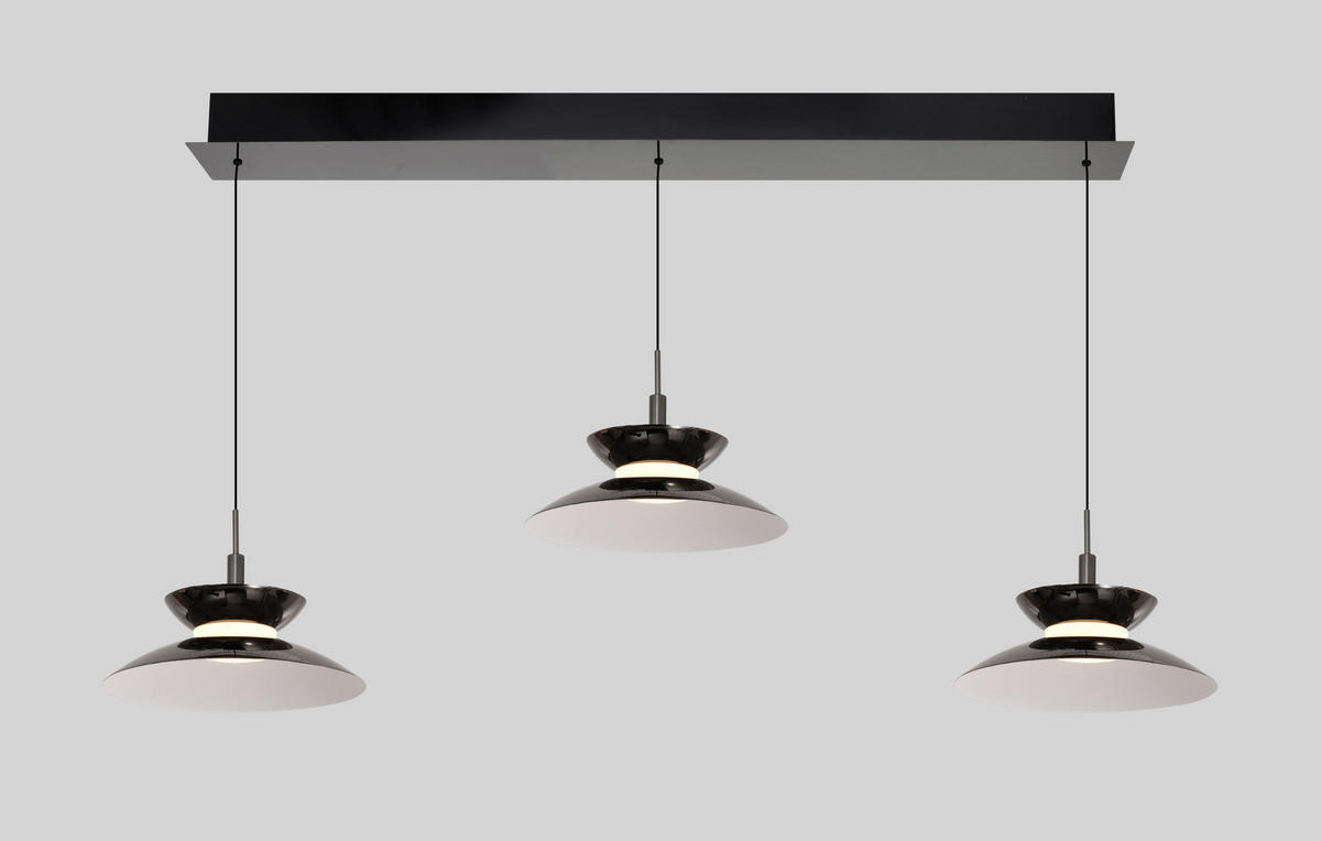 LED-HÄNGELEUCHTE Gubbio 94/150/22 cm  - Schwarzchrom, Design, Metall (94/150/22cm)