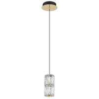 LED FÜGGŐLÁMPA 14/150 cm  - fekete/aranyszínű, Konventionell, műanyag/Üveg (14/150cm)