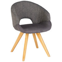 ŽIDLE S PODRUČKAMI, tkaná látka, plochá tkanina, šedá, černá, barvy dubu - šedá/černá, Design, dřevo/textil (58/83/59cm) - Linea Natura
