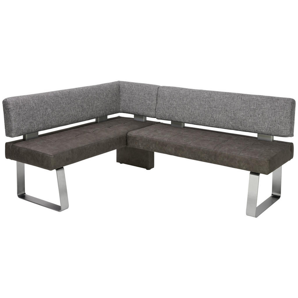 Thumbnail - Moderano Eckbank, Grau, Edelstahl, Metall, Textil, 4-Sitzer, nicht einzeln stellbar, L-Form, 180x133 cm, Goldenes M, Ema...