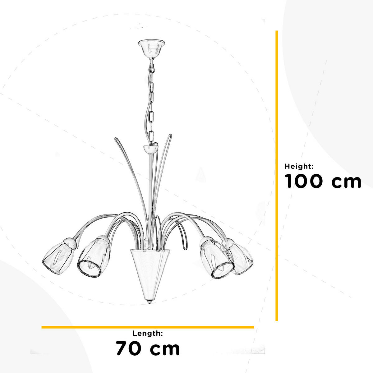 KRONLEUCHTER 70/70/100 cm   - Weiß, KONVENTIONELL, Glas/Metall (70/70/100cm)