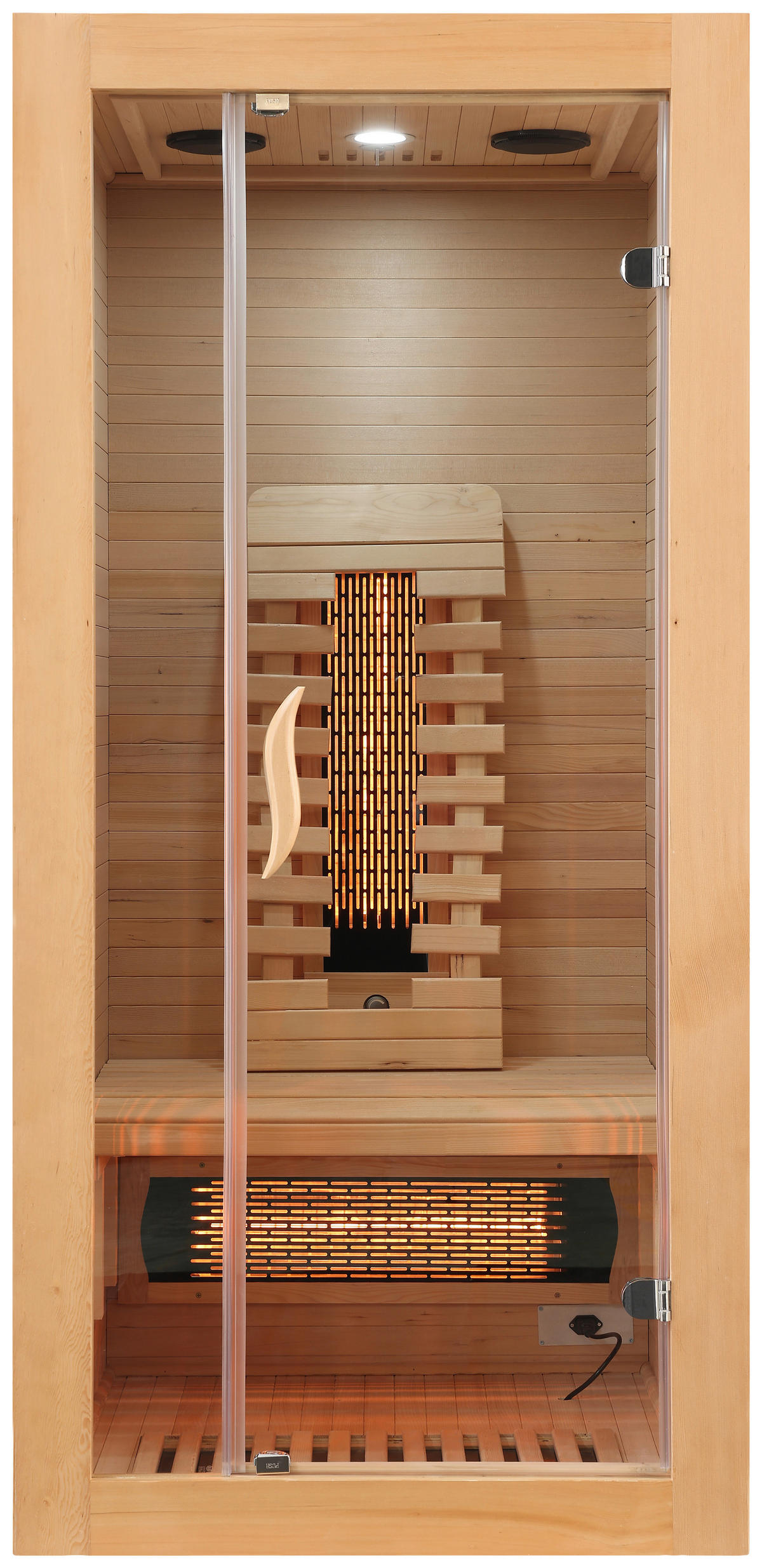 INFRAROTKABINE für 1 Personen  - Naturfarben, Basics, Glas/Holz (90/190/90cm) - Sanotechnik