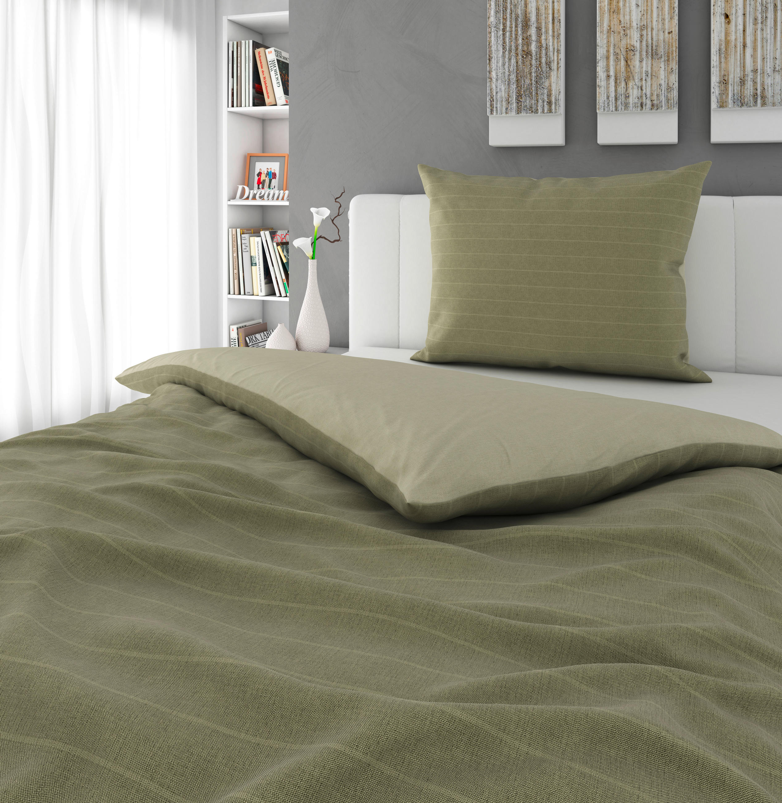 OBOJSTRANNÁ POSTEĽNÁ BIELIZEŇ, renforcé, zelená, 140/220 cm - zelená, Design, textil (140/220cm) - Bio:Vio