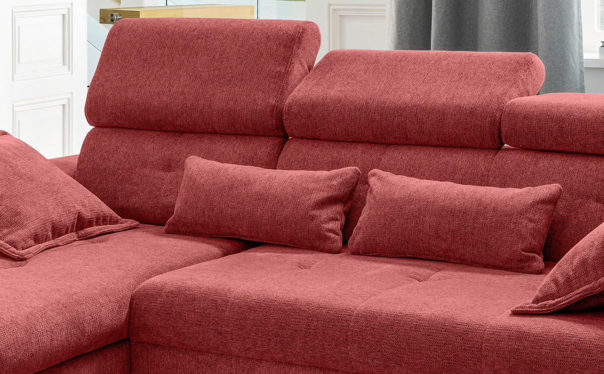 ECKSOFA Chenille Rot  - Rot/Schwarz, Basics, Textil/Metall (186/270cm) - Livetastic