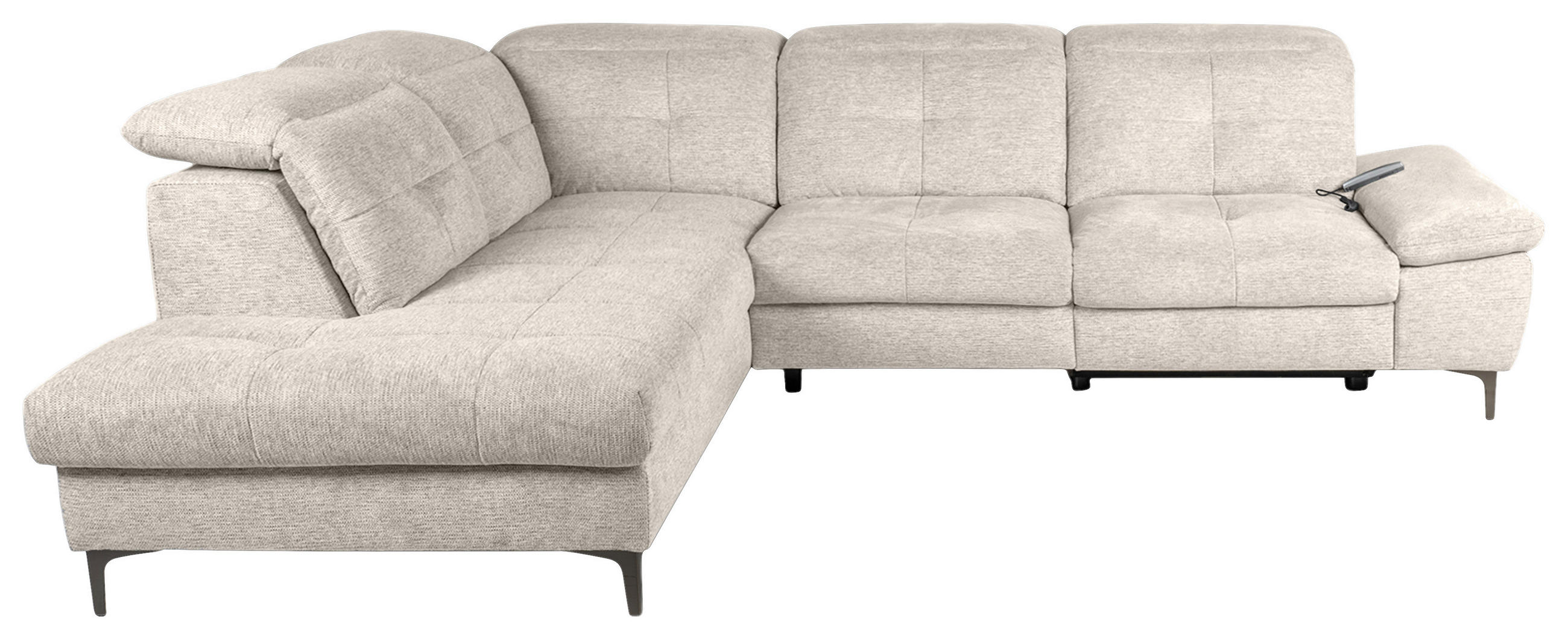 ECKSOFA Beige Webstoff  - Beige/Schwarz, KONVENTIONELL, Textil/Metall (225/288cm) - Carryhome