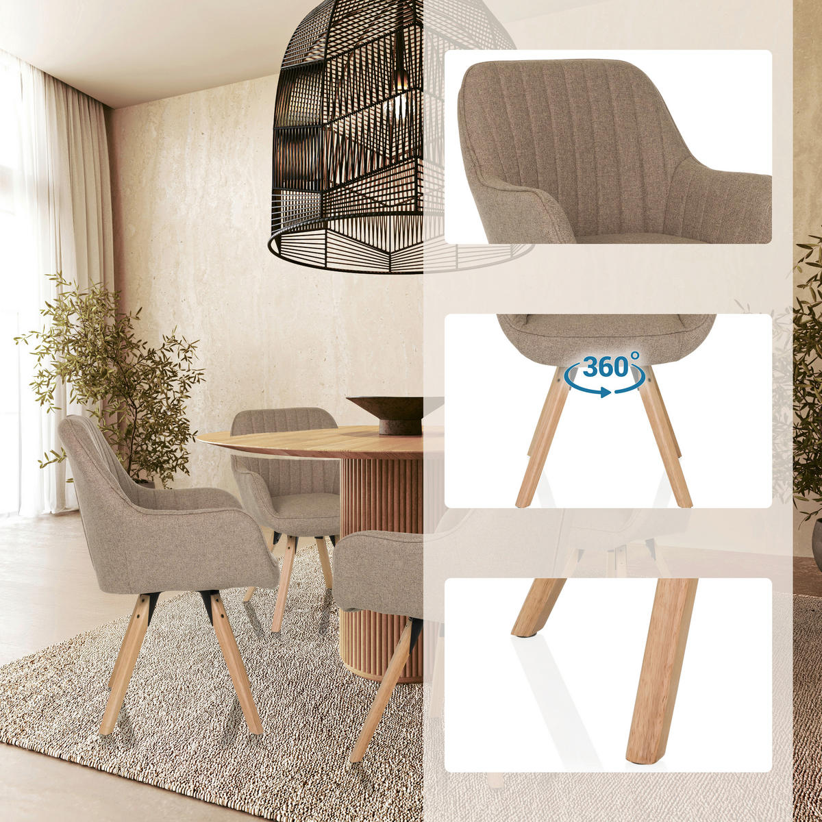 ARMLEHNSTUHL   Flachgewebe  Beige  - Beige/Buchefarben, MODERN, Holz/Textil (56/84/62cm) - MID.YOU