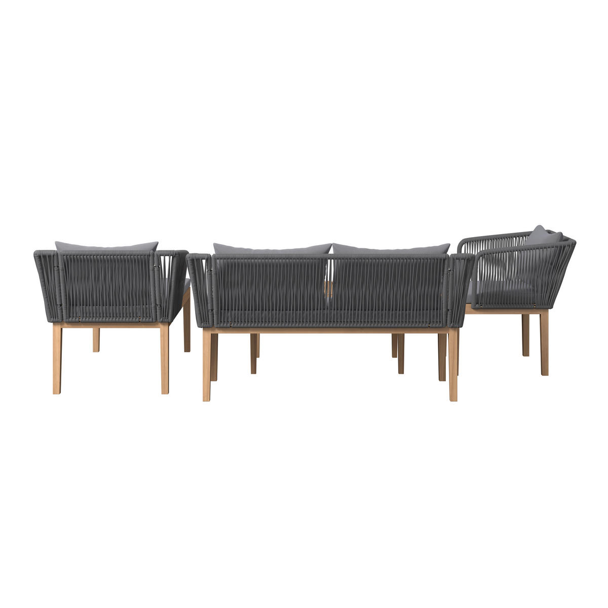 LOUNGEGARNITUR   160/74/84 cm  - Akaziefarben/Grau, Modern, Holz/Kunststoff (160/74/84cm) - Ambia Garden