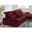 ECKSOFA Rivello in Echtleder Weinrot  328/193 cm  - Weinrot/Schwarz, Design, Leder/Metall (328/193cm) - Dieter Knoll