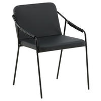 STUHL-SET 2 Stück  in Stahl Lederlook (vegan) Metall, Textil  - Schwarz, Design, Textil/Metall (53/77/59cm) - Livetastic