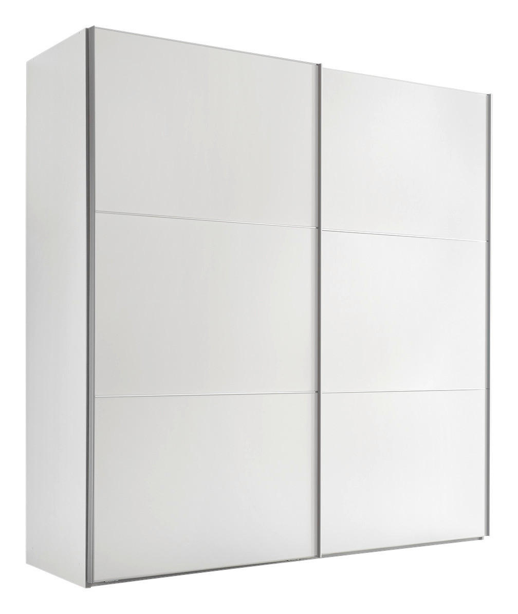 SCHWEBETÜRENSCHRANK Weiss  - Weiss/Alufarben, Design, Holzwerkstoff/Metall (200/222/68cm) - Moderano