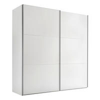 SCHWEBETÜRENSCHRANK Weiss  - Weiss/Alufarben, Design, Holzwerkstoff/Metall (200/222/68cm) - Moderano