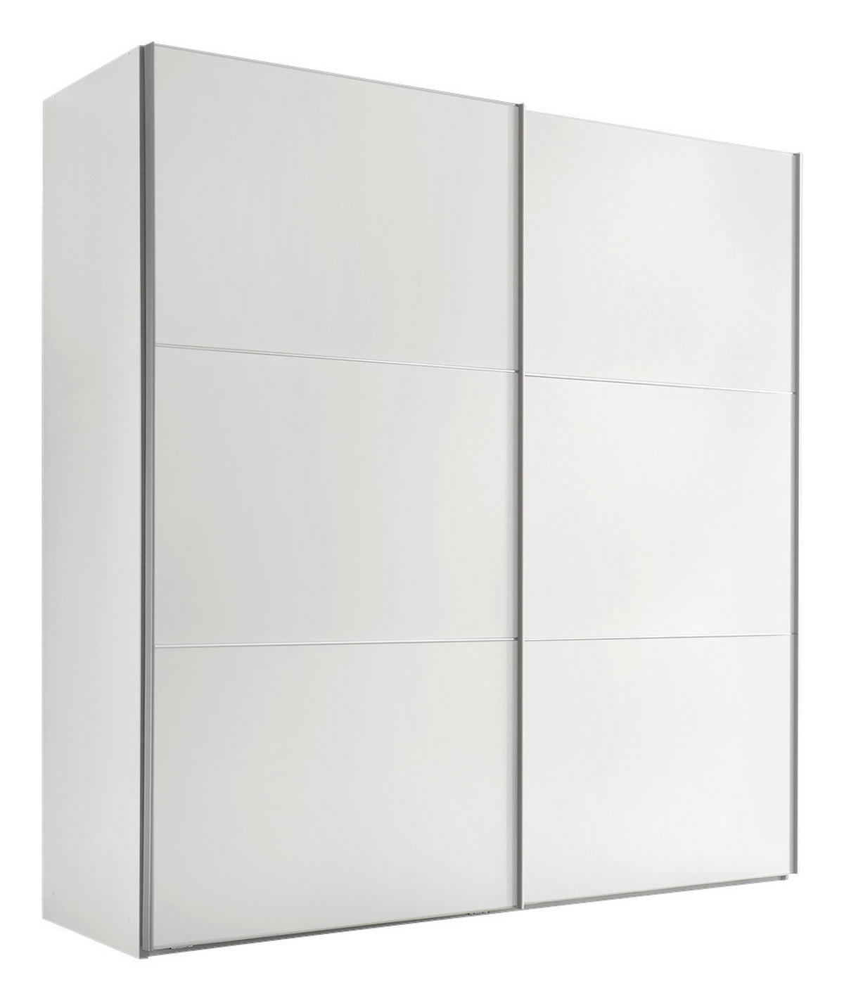 SCHWEBETÜRENSCHRANK Weiss  - Weiss/Alufarben, Design, Holzwerkstoff/Metall (200/222/68cm) - Moderano