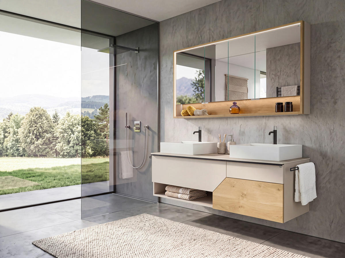 WASCHTISCHKOMBI 160,4 cm  - Taupe/Eichefarben, LIFESTYLE, Holz/Keramik (160,4cm) - Voglauer