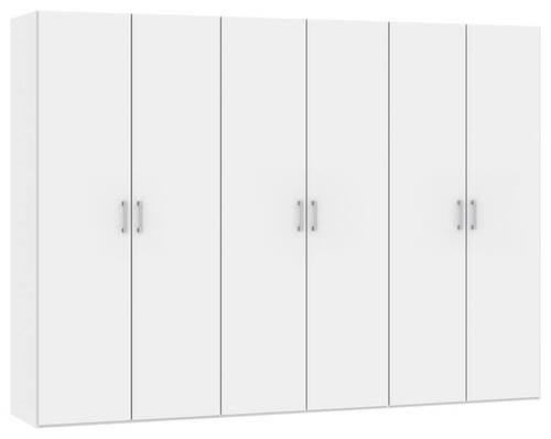 DREHTÜRENSCHRANK 303/195/59 cm 6-türig Weiß  - Chromfarben/Weiß, Design, Holzwerkstoff (303/195/59cm) - Boxxx