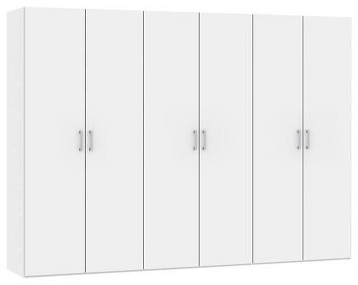 DREHTÜRENSCHRANK 303/195/59 cm 6-türig Weiß  - Chromfarben/Weiß, Design, Holzwerkstoff (303/195/59cm) - Boxxx
