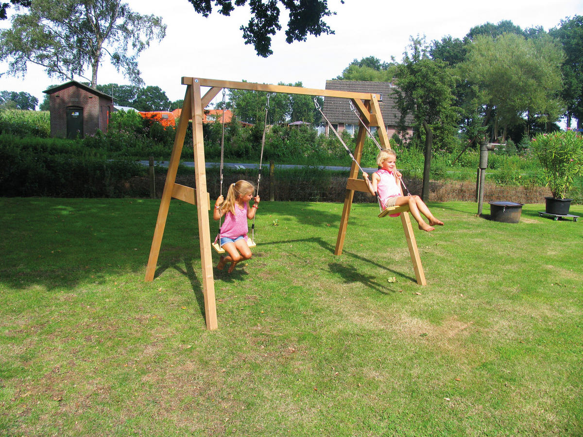 SCHAUKEL DOUBLE SWING Hellbraun  - Hellbraun, KONVENTIONELL, Holz (254/207/160cm) - Ambia Garden