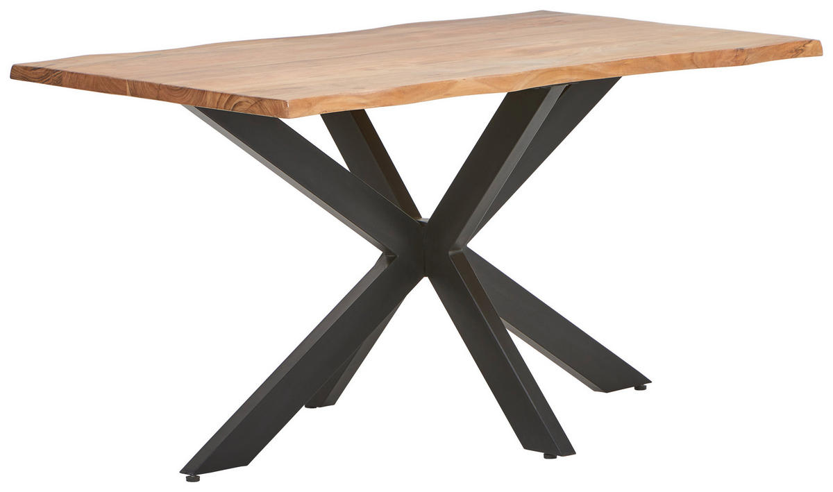 JEDÁLENSKÝ STÔL, akácia, čierna, farba akácie, 140/80/77 cm - čierna/farba akácie, Lifestyle, kov/drevo (140/80/77cm) - Landscape