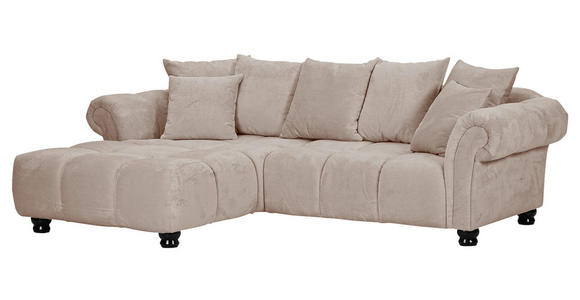 ECKSOFA Beige Plüsch Zierkissen, Rückenkissen, Rücken echt  - Dunkelbraun/Beige, KONVENTIONELL, Holz/Textil (190/288cm) - Carryhome
