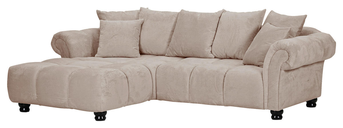 ECKSOFA Beige Plüsch  - Dunkelbraun/Beige, KONVENTIONELL, Holz/Textil (190/288cm) - Carryhome