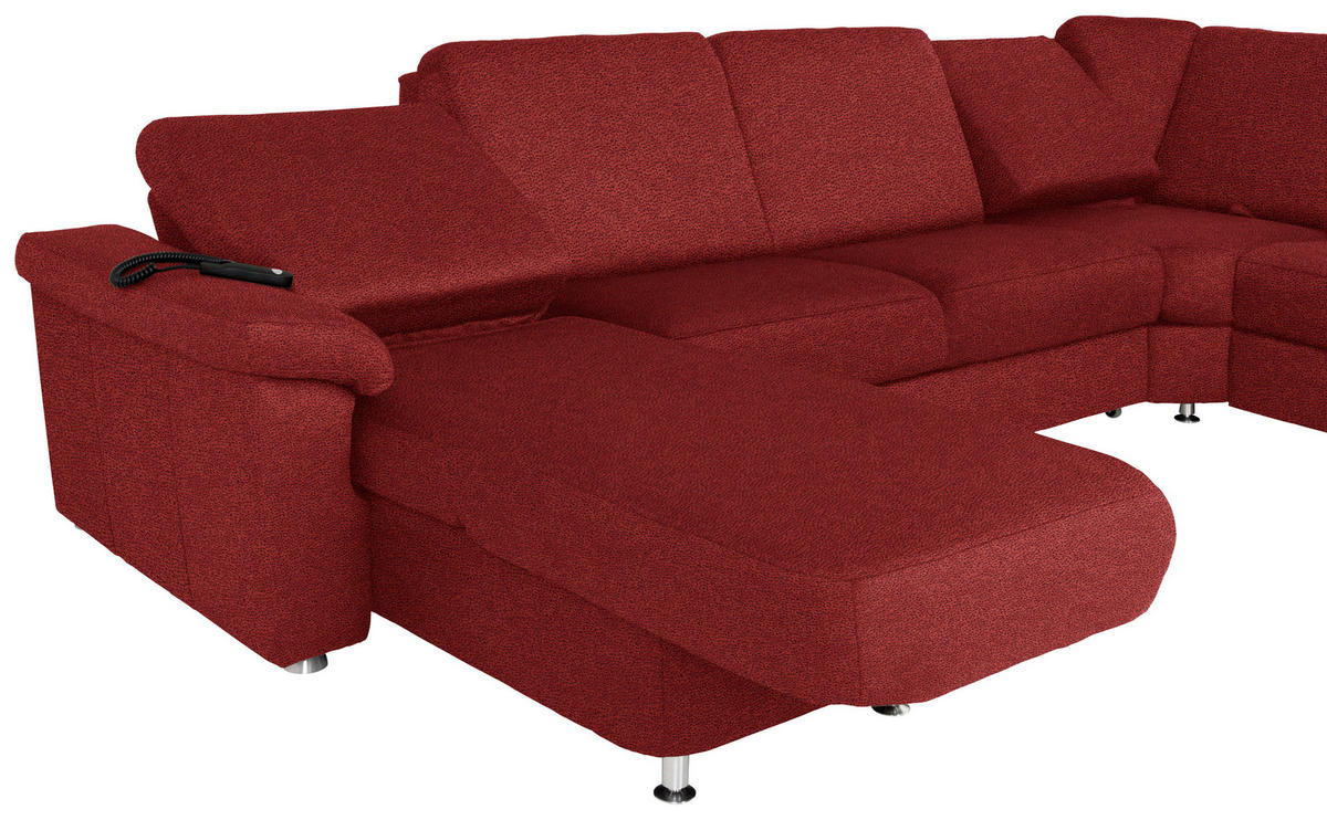 WOHNLANDSCHAFT in Flachgewebe Rot  - Chromfarben/Rot, Konventionell, Textil/Metall (163/330/240cm) - Beldomo System