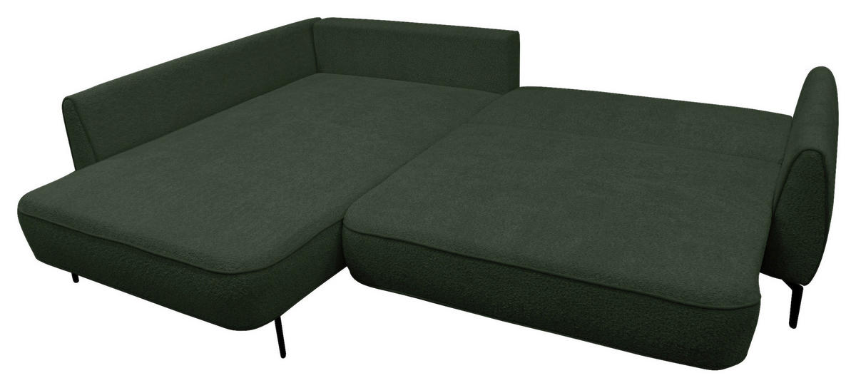 ECKSOFA Dunkelgrün Bouclé  - Dunkelgrün/Creme, Design, Textil/Metall (204/273cm) - MID.YOU
