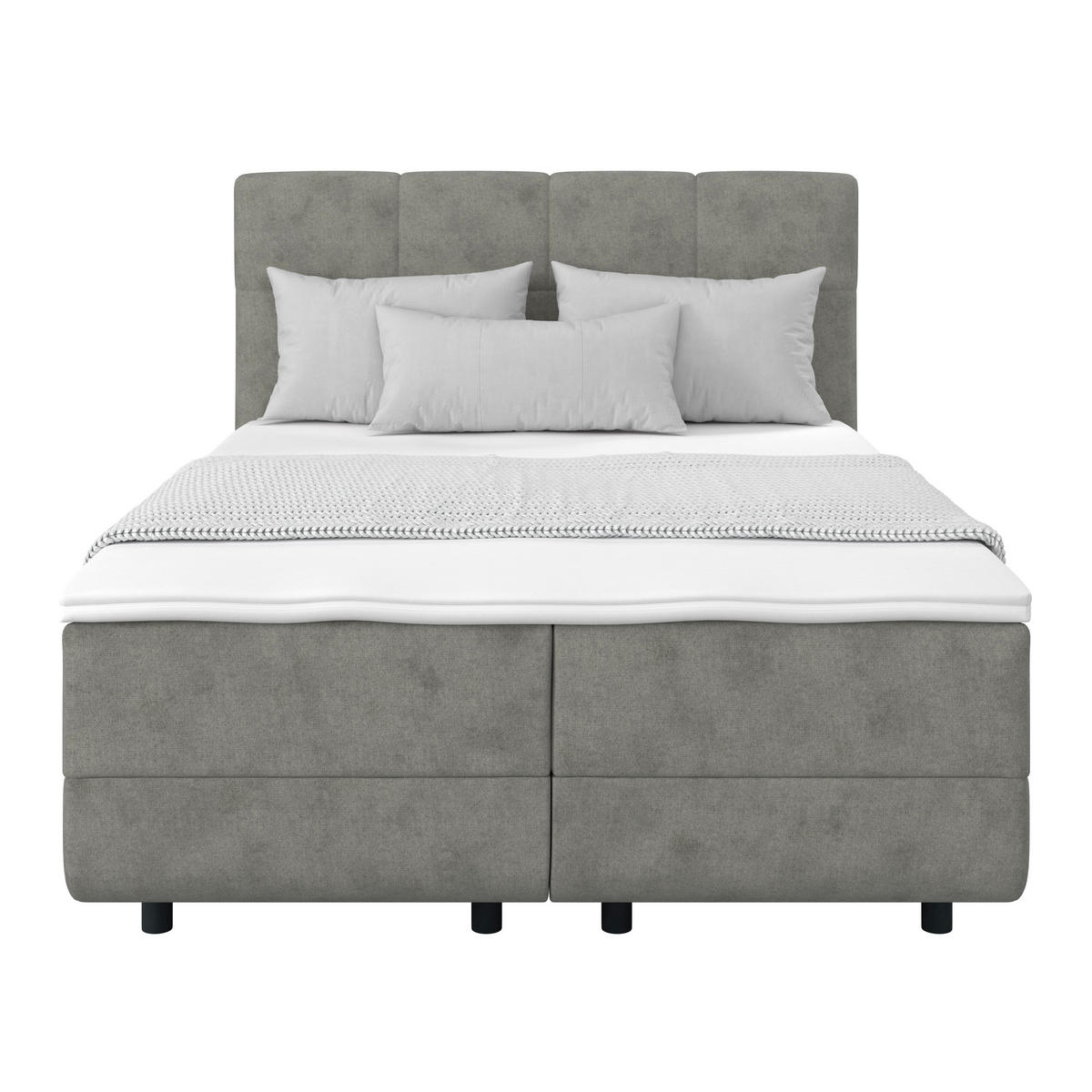 POLSTERBETT Bettkasten, Topper 140/200 cm  in Grau  - Schwarz/Grau, MODERN, Kunststoff/Textil (140/200cm) - MID.YOU
