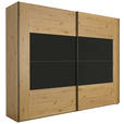 SCHWEBETÜRENSCHRANK  in Eichefarben, Dunkelgrau  - Eichefarben/Dunkelgrau, KONVENTIONELL, Glas/Holzwerkstoff (226/223/69cm) - Xora