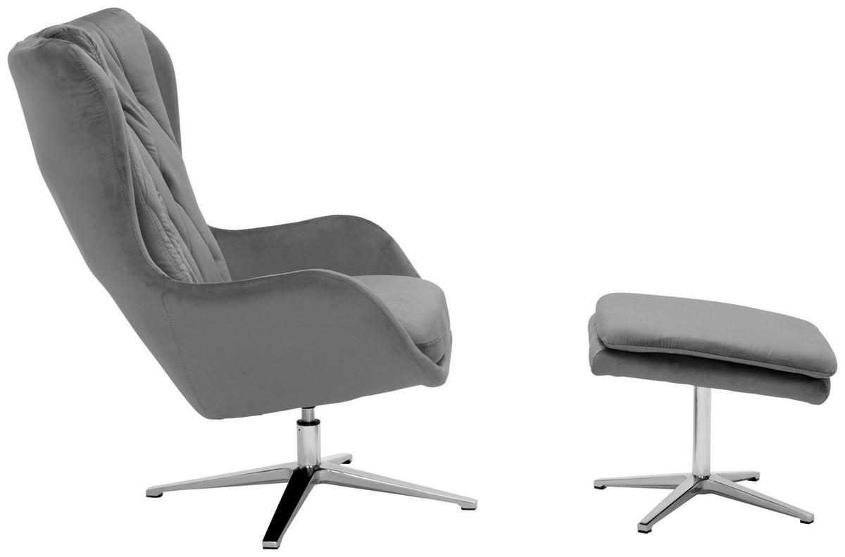RELAXSESSEL Samt Hocker    - Grau, Design, Metall (73/102/84cm) - MID.YOU