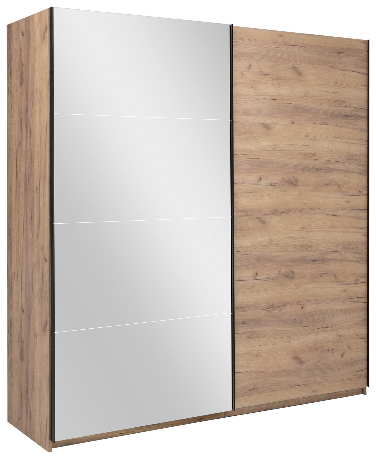 SCHIEBETÜRENSCHRANK 200/210/62 cm 2-türig  - Eichefarben/Schwarz, MODERN, Holzwerkstoff/Metall (200/210/62cm) - MID.YOU