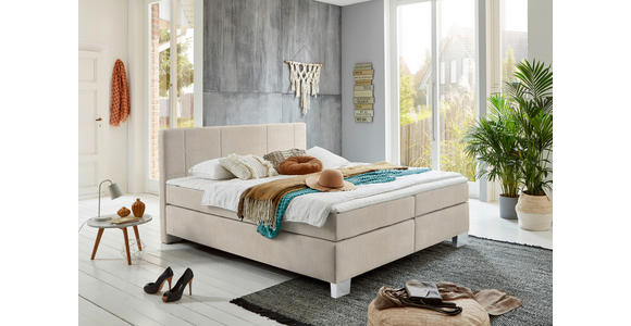 BOXSPRINGBETT 160/200 cm  in Taupe  - Taupe/Chromfarben, KONVENTIONELL, Kunststoff/Textil (160/200cm) - Hom`in