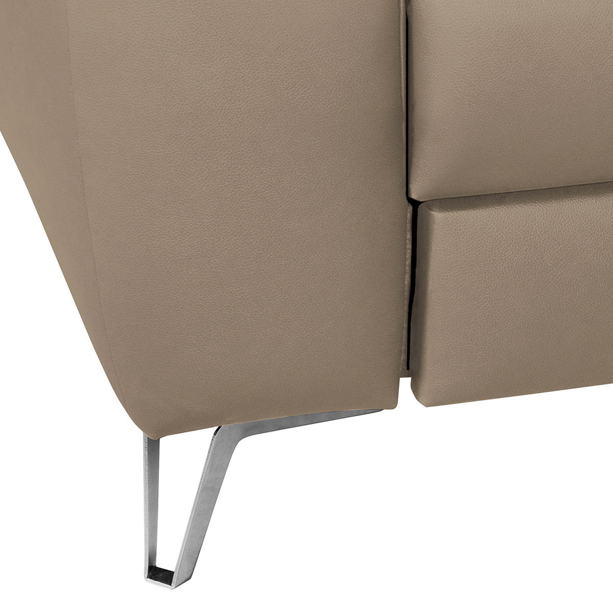 ECKSOFA in Lederlook Echtleder Sahara  - Chromfarben/Sahara, Design, Leder/Textil (241/168cm) - Livetastic