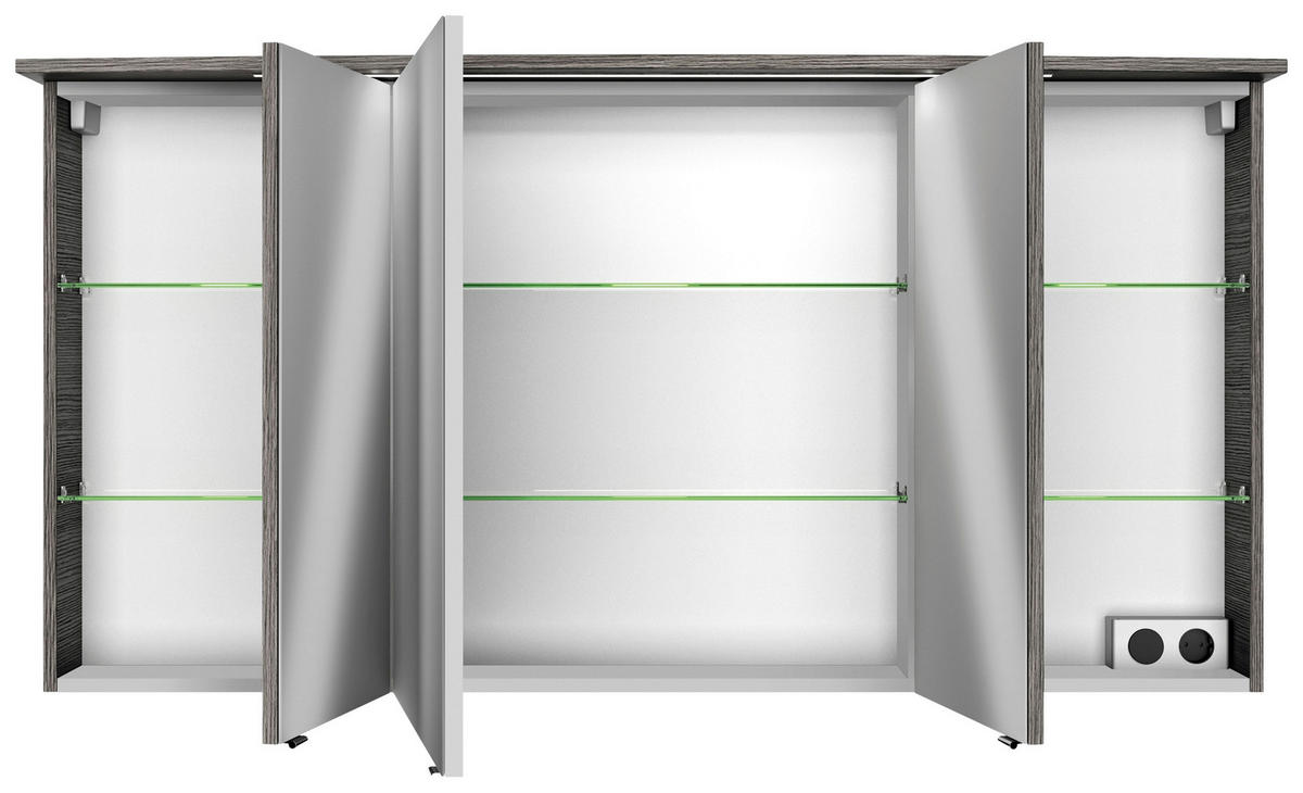 BADEZIMMER 3-teilig  in 144 cm  - Chromfarben/Graphitfarben, MODERN, Glas/Keramik (144cm) - Sadena