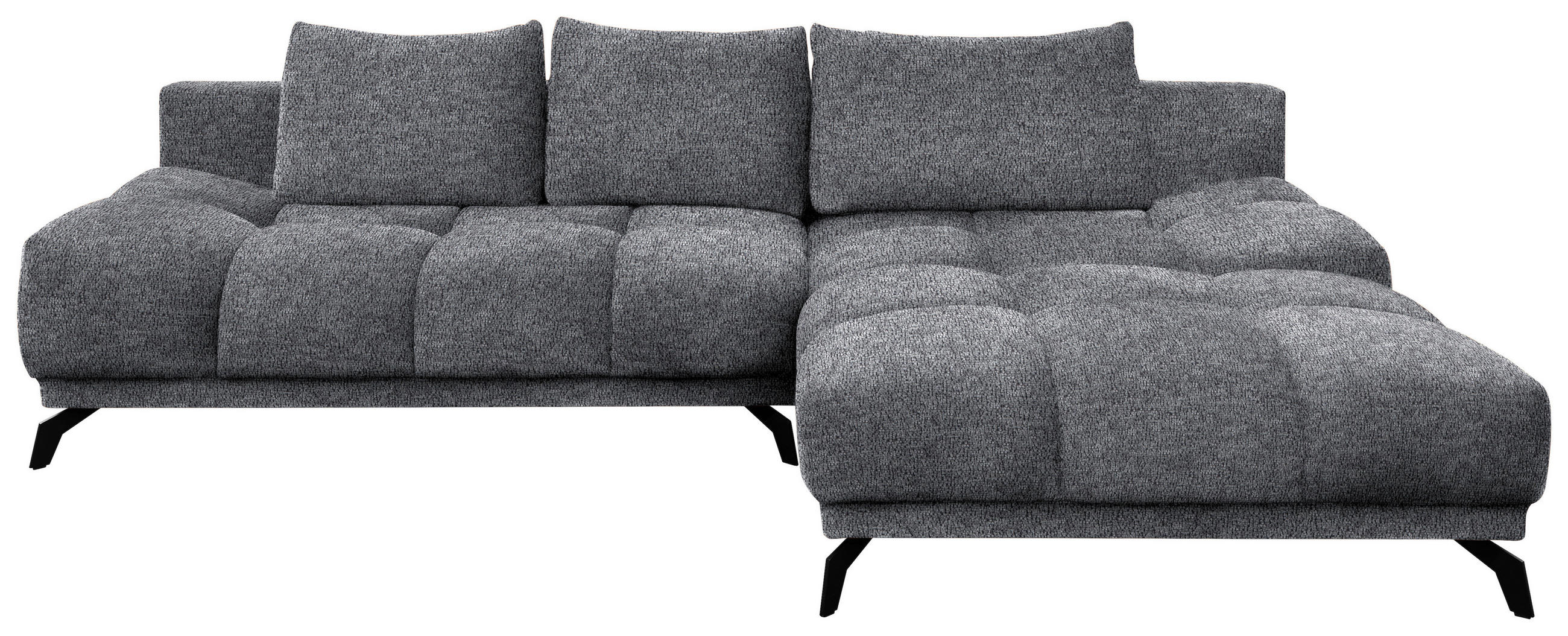 ECKSOFA in Chenille Dunkelgrau  - Dunkelgrau/Schwarz, Modern, Textil/Metall (290/182cm) - Hom`in