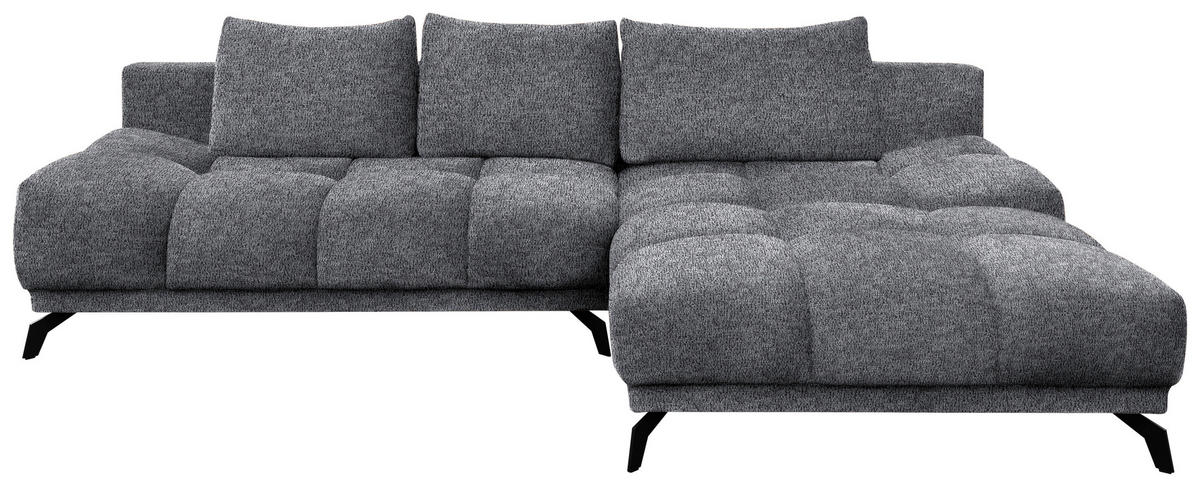 ECKSOFA in Chenille Dunkelgrau  - Dunkelgrau/Schwarz, Modern, Textil/Metall (290/182cm) - Hom`in