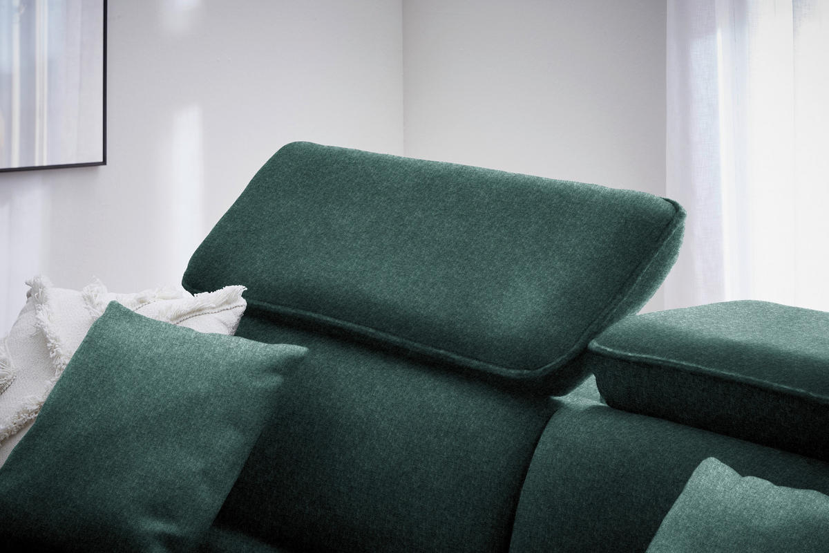 ECKSOFA in Samt Dunkelgrün  - Dunkelgrün/Schwarz, Design, Holz/Textil (185/232cm) - Stylife