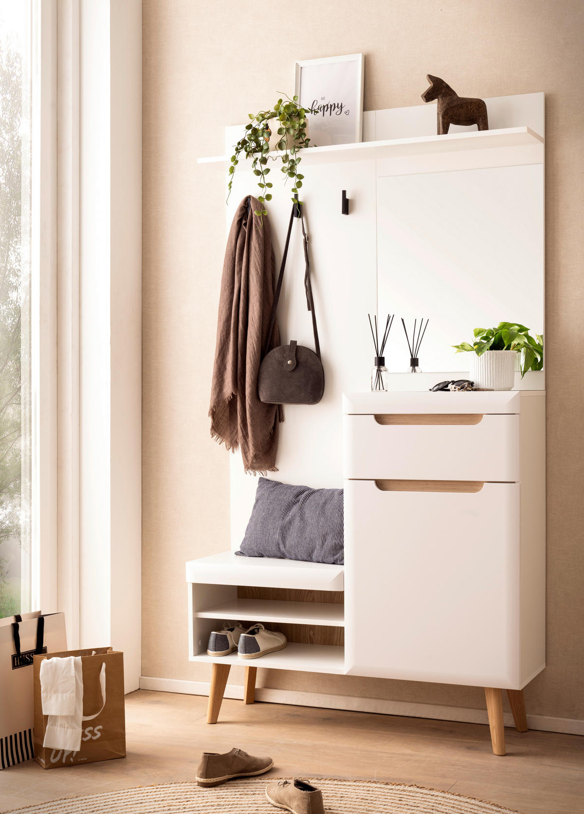 GARDEROBE  in 107/197/34 cm  - Eichefarben/Weiß, Design, Holzwerkstoff (107/197/34cm) - MID.YOU