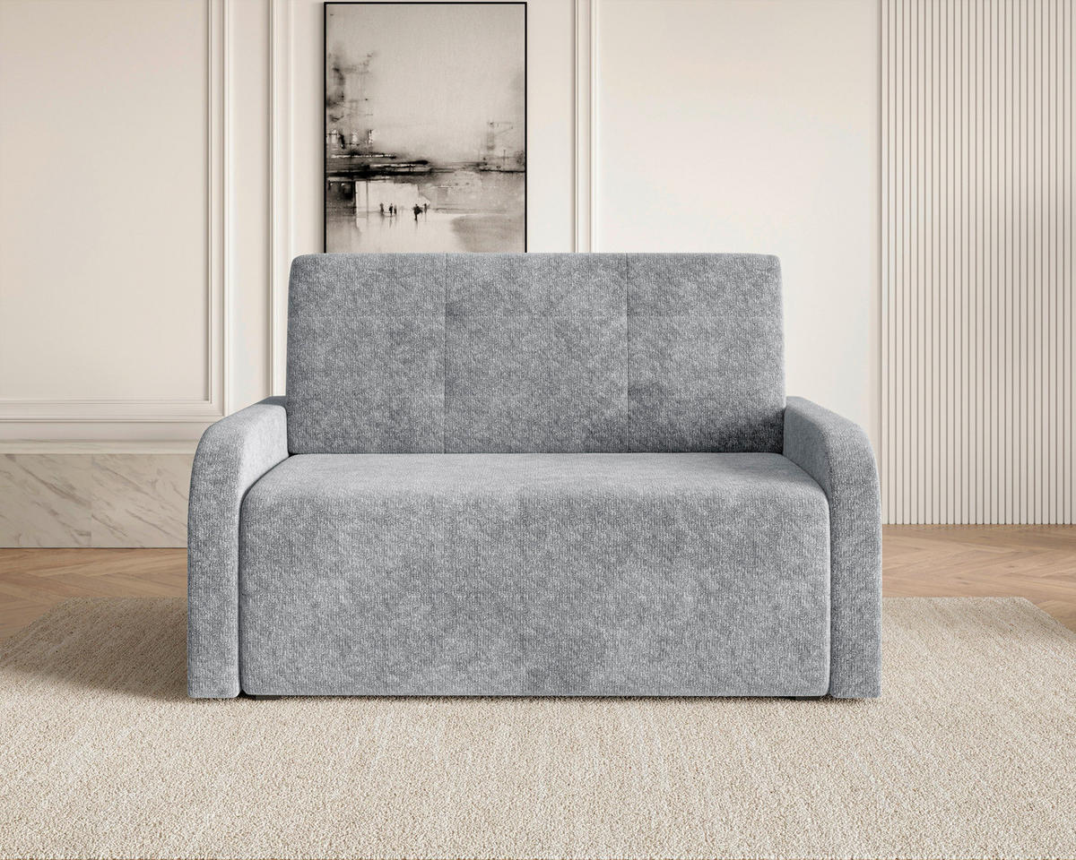 SCHLAFSOFA Chenille Blaugrau  inkl. Bettkasten, Schlaffunktion, Rücken echt, Liegefläche im Originalstoff  - Blaugrau/Schwarz, MODERN, Kunststoff/Textil (190/90/100cm) - Milino