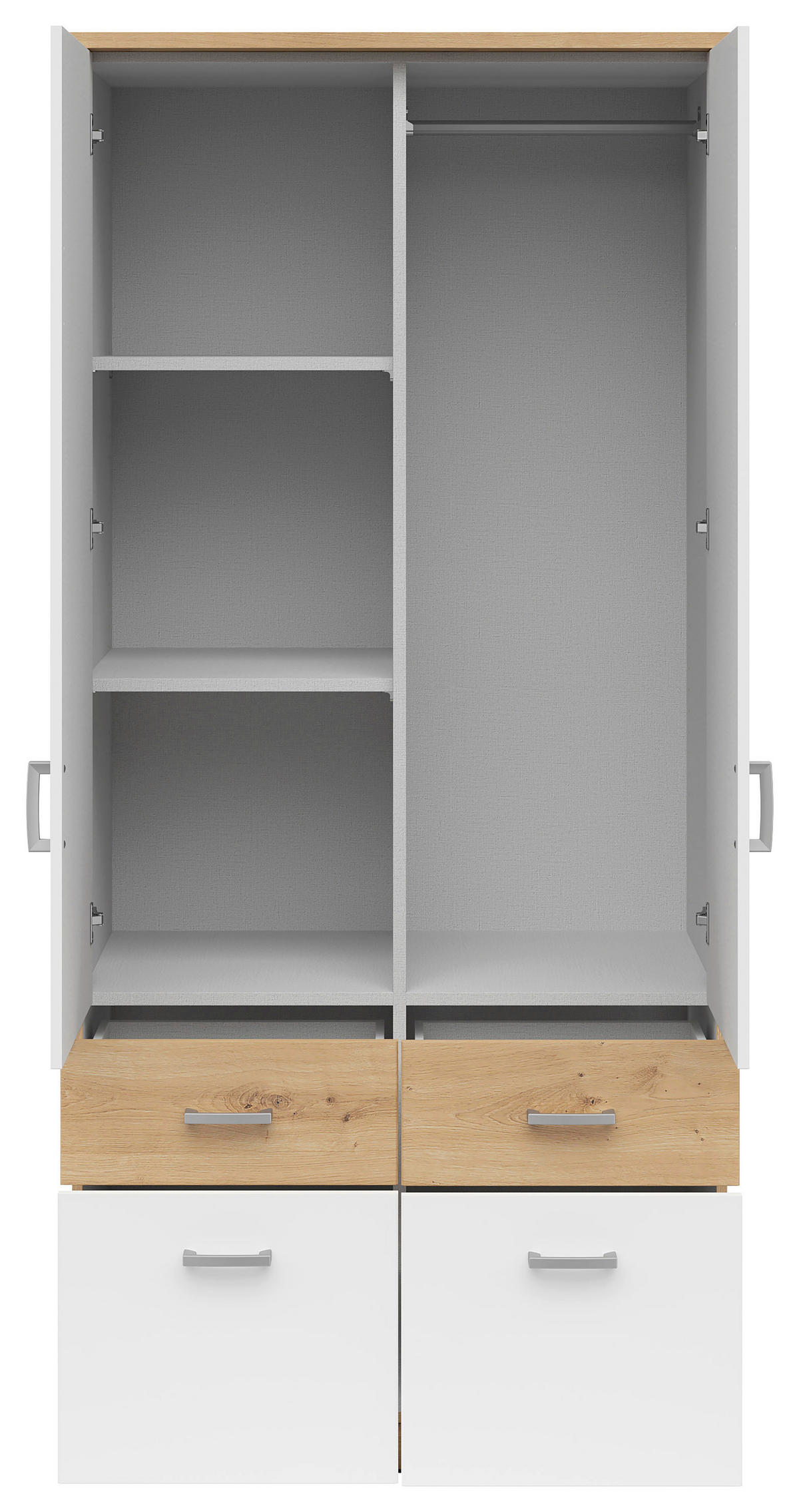 DULAP CU UșI ROTATIVE, 91/199/58 cm, alb, stejar Artisan - argintiu/alb, Modern, plastic/sticlă (91/199/58cm) - Carryhome