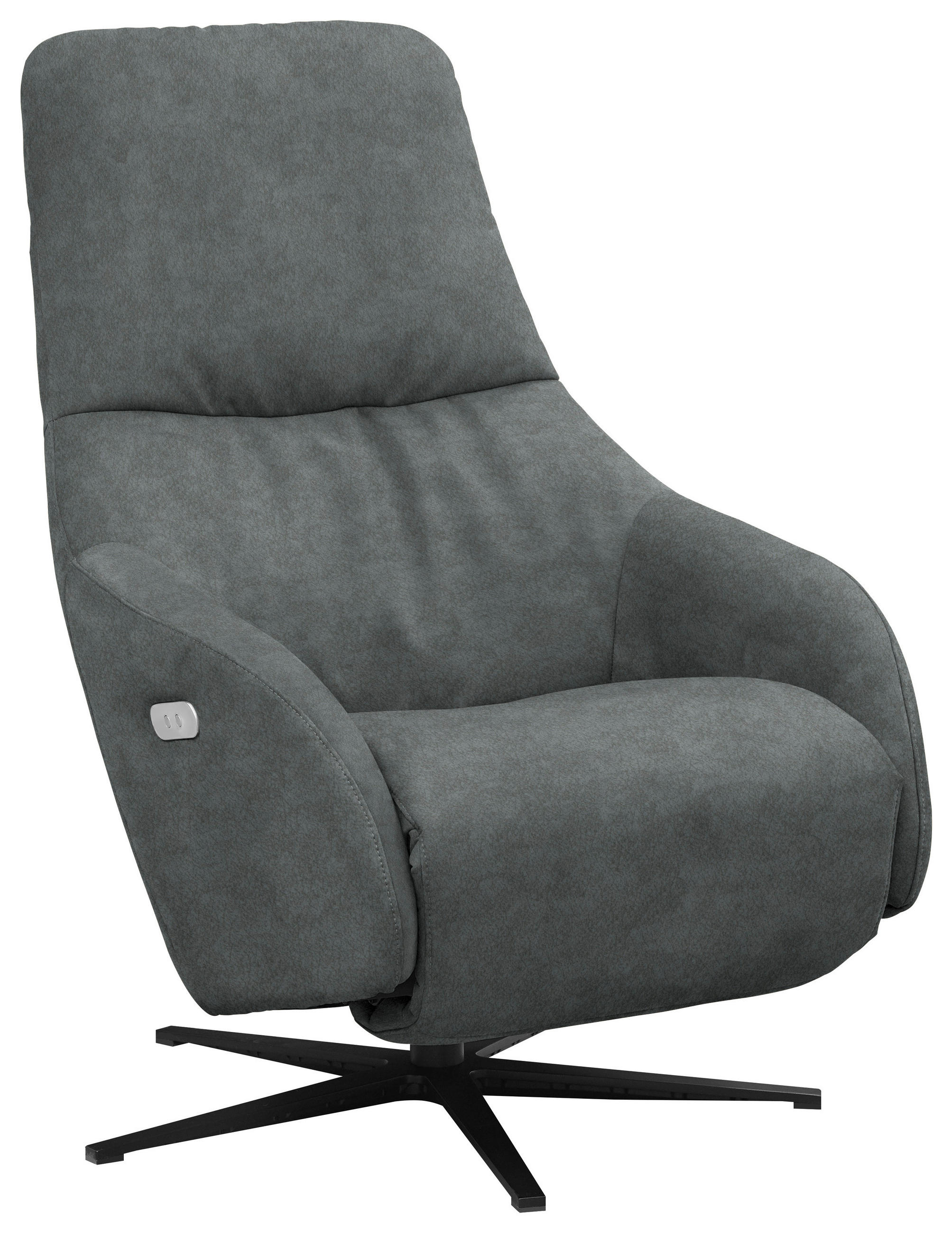 RELAXSESSEL in Textil Grau  - Schwarz/Grau, Design, Textil/Metall (77/108/95cm) - Chilliano