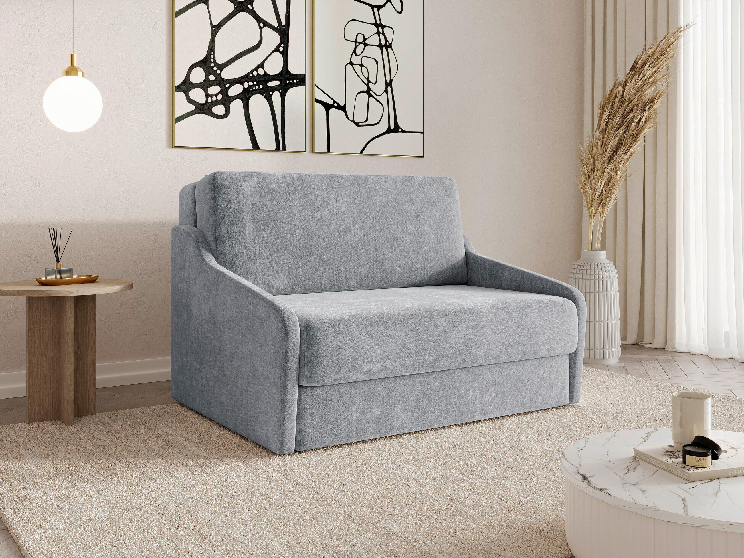 SCHLAFSOFA Grau  - Schwarz/Grau, Design, Kunststoff/Textil (136/86/113cm) - MID.YOU