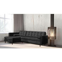 ECKSOFA VANCOUVER in Mikrofaser Schwarz Zierkissen, Rückenkissen  169/240 cm  - Schwarz/Braun, Design, Holz/Textil (169/240cm) - P & B