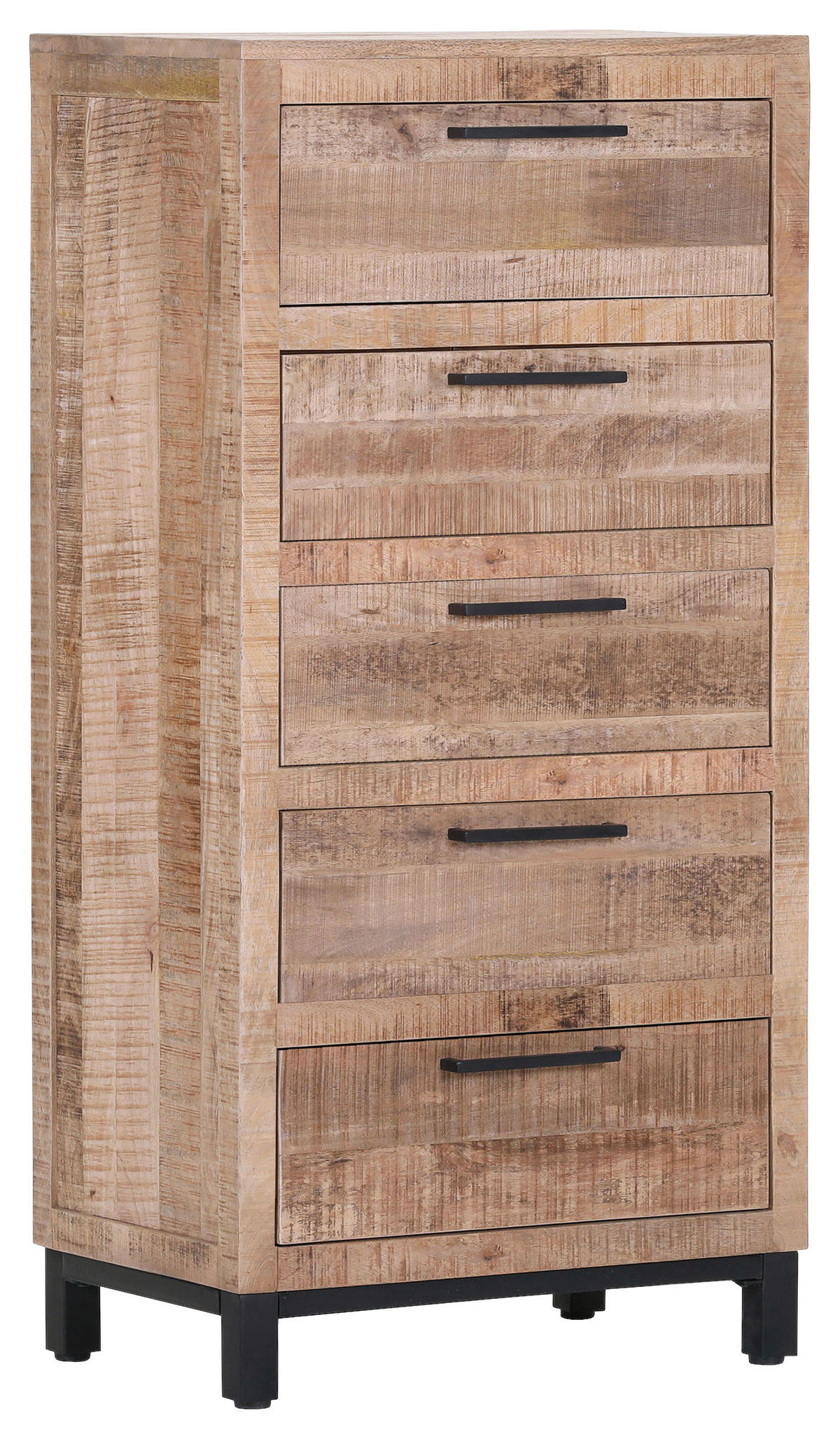 KOMMODE RIO, 50/120/40 cm, 5 Schublade(n)  - Schwarz/Naturfarben, Design, Holz/Metall (50/120/40cm) - Landscape