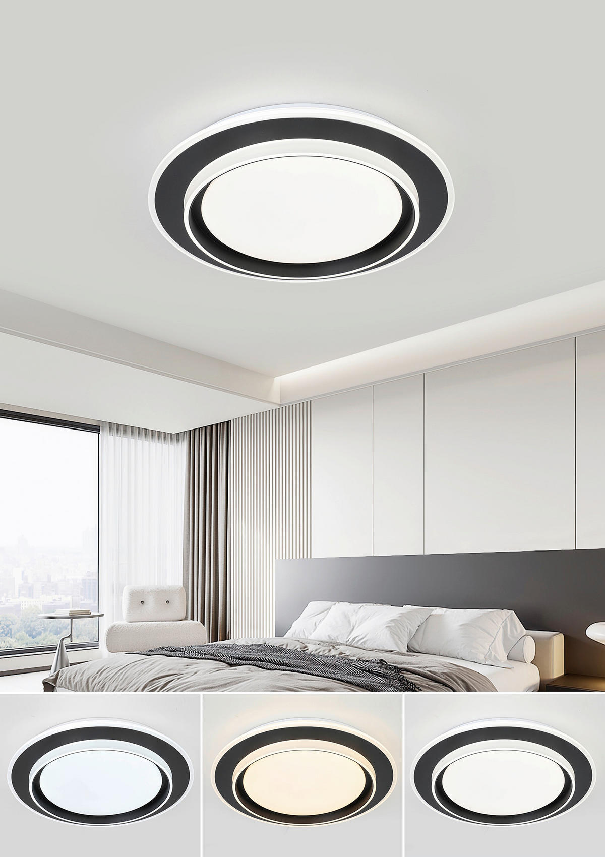 LED PLAFONJERA  - bela/crna, Trendi, metal/plastika (39/6cm) - Novel