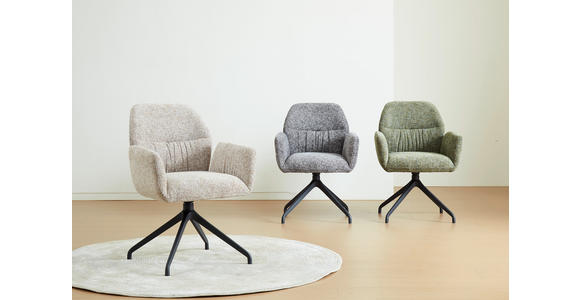 ARMLEHNSTUHL  Sitzfläche 360° drehbar, automatische Rückholfunktion Leinenoptik  - Beige/Schwarz, Design, Textil/Metall (62/89/63cm) - Dieter Knoll