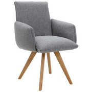 NASLANJAČ, les, tekstil hrast, siva - siva/hrast, Natur, tekstil/les (66/93/66cm) - Voleo