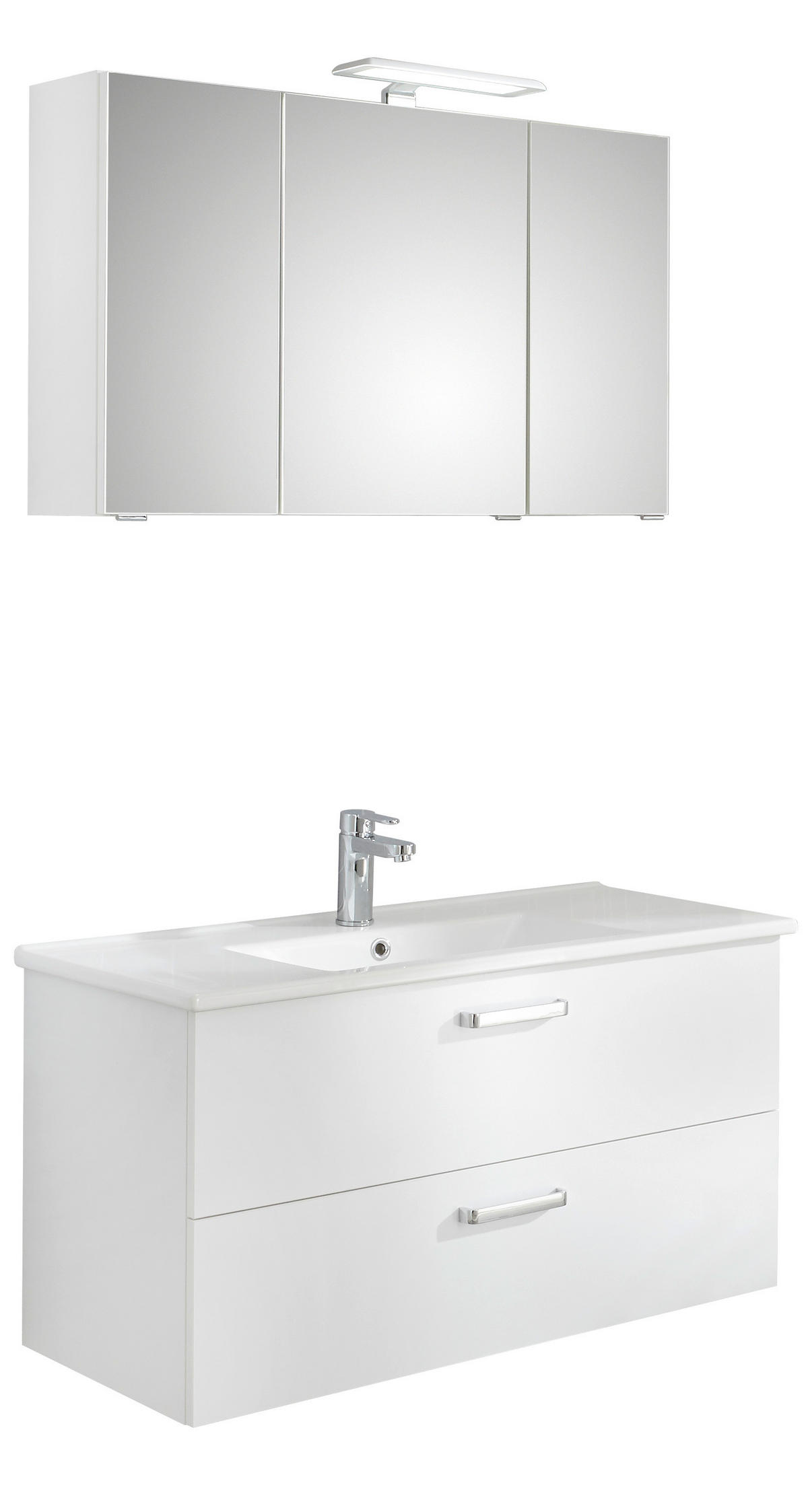 FÜRDŐSZOBA - krómszínű/fehér, Konventionell, faalapú anyag/fém (100cm) - Xora