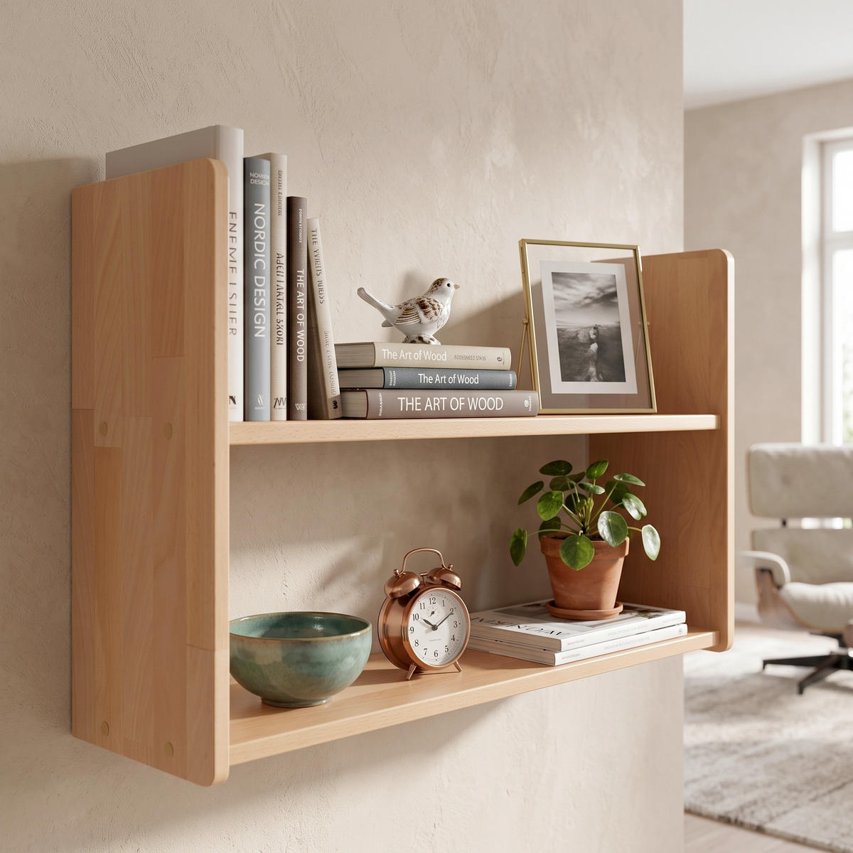 STENSKI REGAL 90/45/20 cm barve bukve  - barve bukve, Basics, les (90/45/20cm) - Livetastic