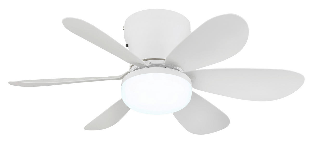 DECKENVENTILATOR Delores 51/16,5 cm  - Weiß, Design, Kunststoff/Metall (51/16,5cm) - Globo